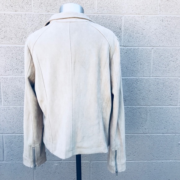 Urban Outfitters tan camel faux suede Moto jacket - Picture 3 of 5